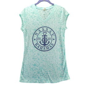 Exist Womens T-Shirt Multi-Color Size Large Cotton Blend Nassau Bahamas Pullover